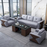 Grey Waterproof Faux Leather Upholstered Back Sofa Image - 1