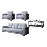 Grey Waterproof Faux Leather Upholstered Back Sofa Image - 10