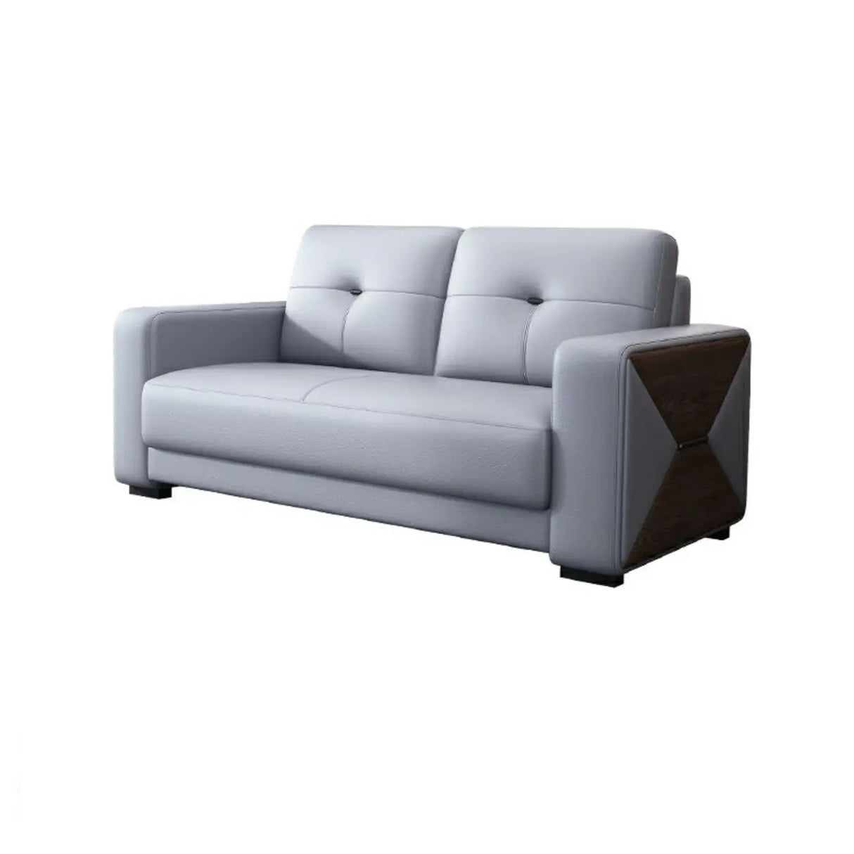 Grey Waterproof Faux Leather Upholstered Back Sofa Image - 11