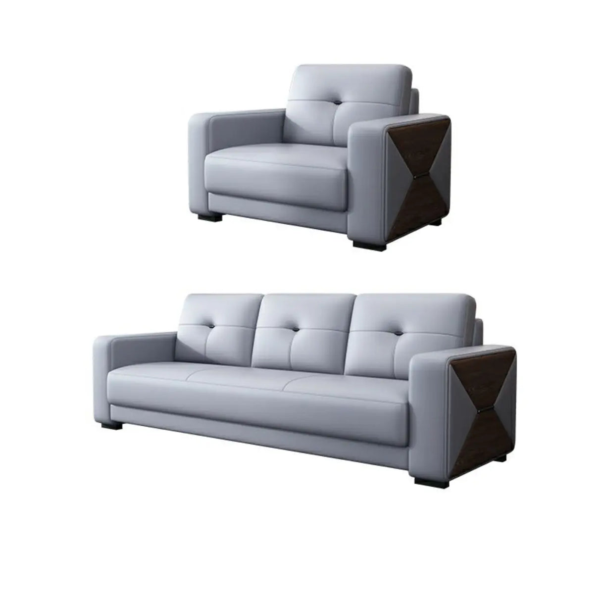 Grey Waterproof Faux Leather Upholstered Back Sofa Image - 17