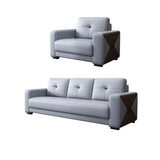 Grey Waterproof Faux Leather Upholstered Back Sofa Image - 17