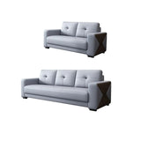 Grey Waterproof Faux Leather Upholstered Back Sofa Image - 19