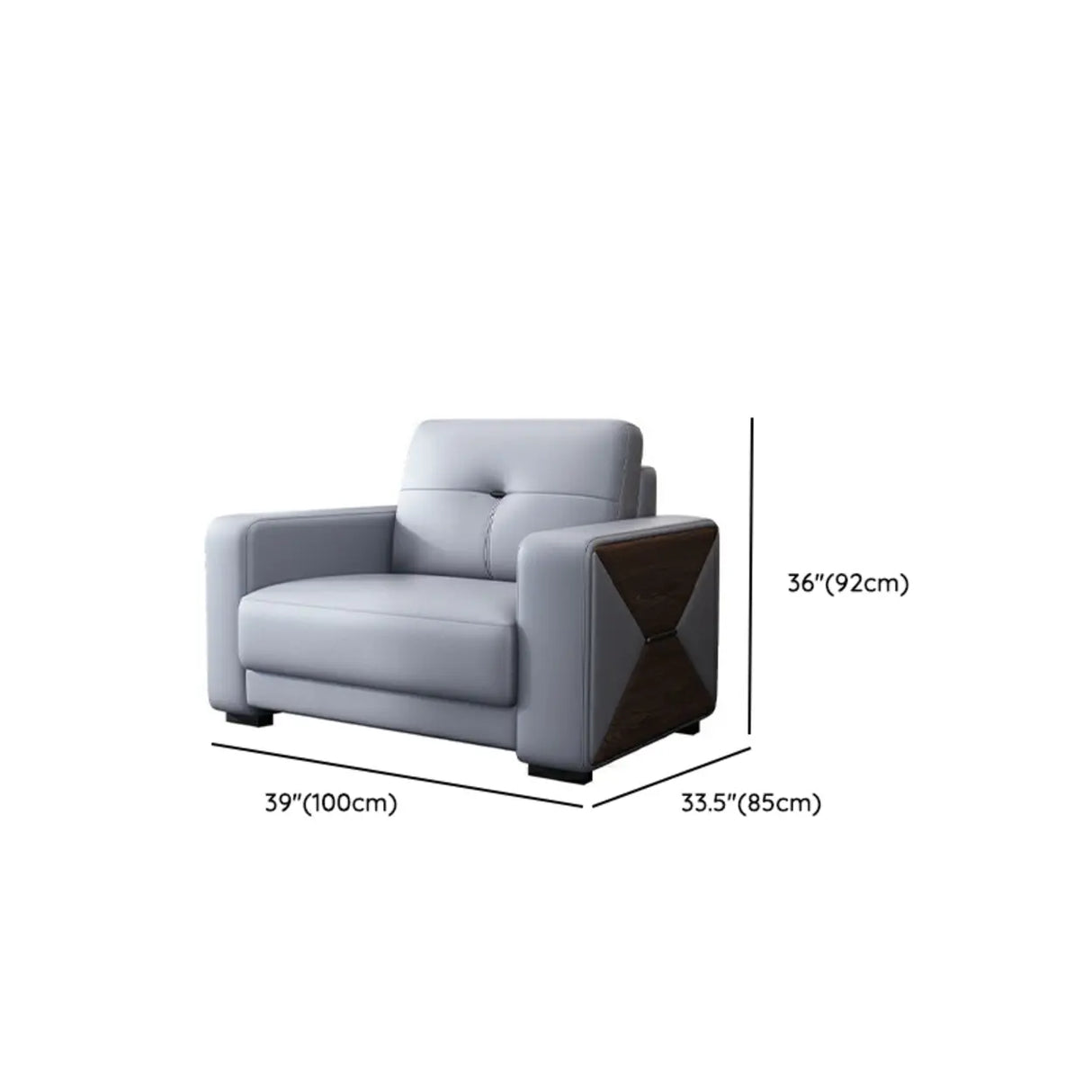 Grey Waterproof Faux Leather Upholstered Back Sofa 