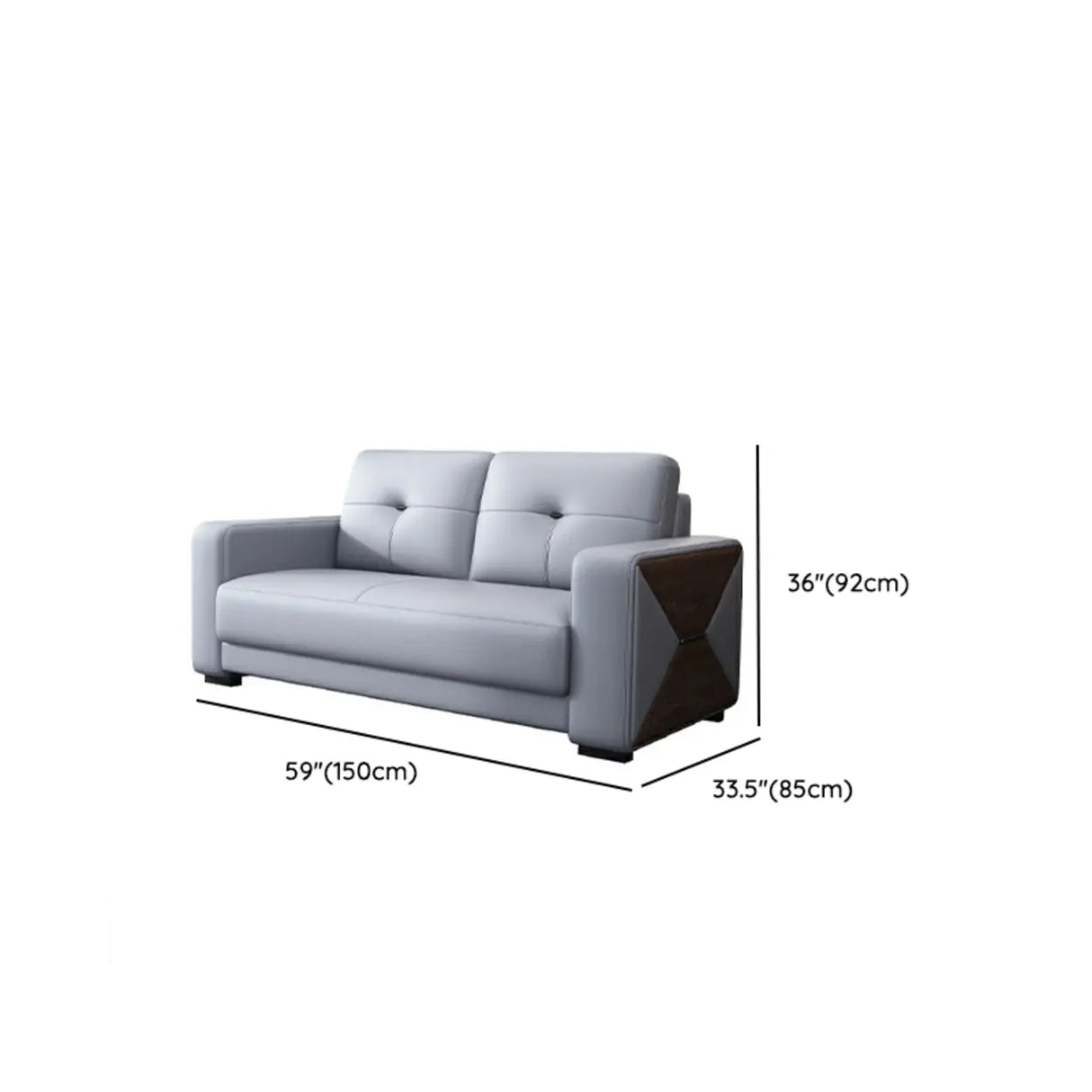 Grey Waterproof Faux Leather Upholstered Back Sofa Image - 21
