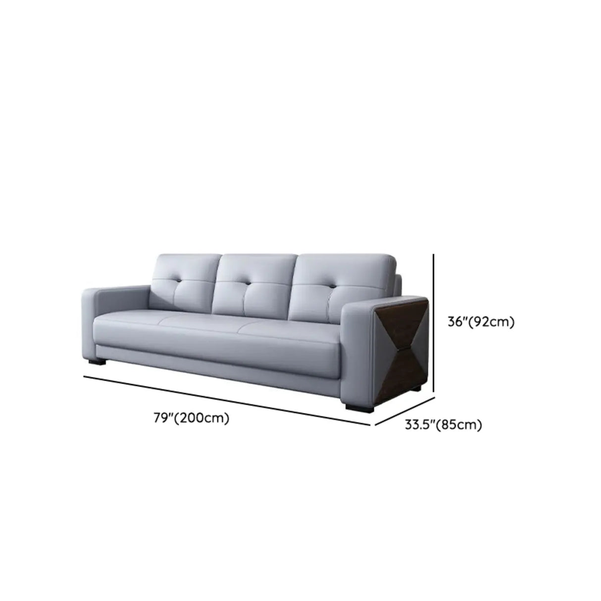 Grey Waterproof Faux Leather Upholstered Back Sofa Image - 22