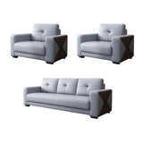 Grey Waterproof Faux Leather Upholstered Back Sofa Image - 4
