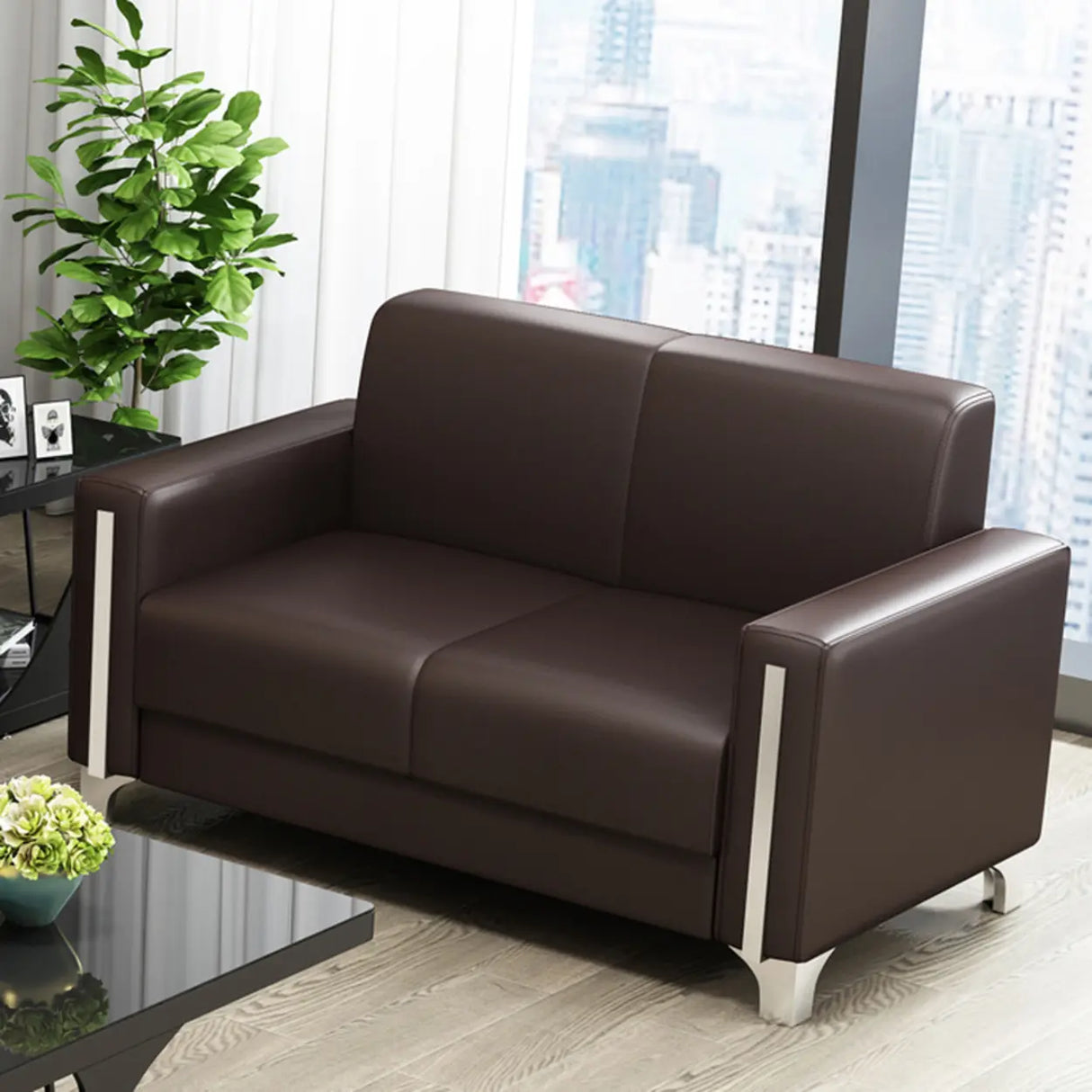 Grey Waterproof Leather Tight Back Sofa Seating Group Image - 12