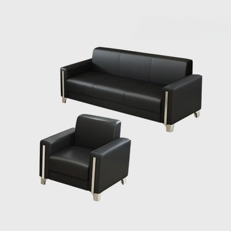 Grey Waterproof Leather Tight Back Sofa Seating Group Image - 2