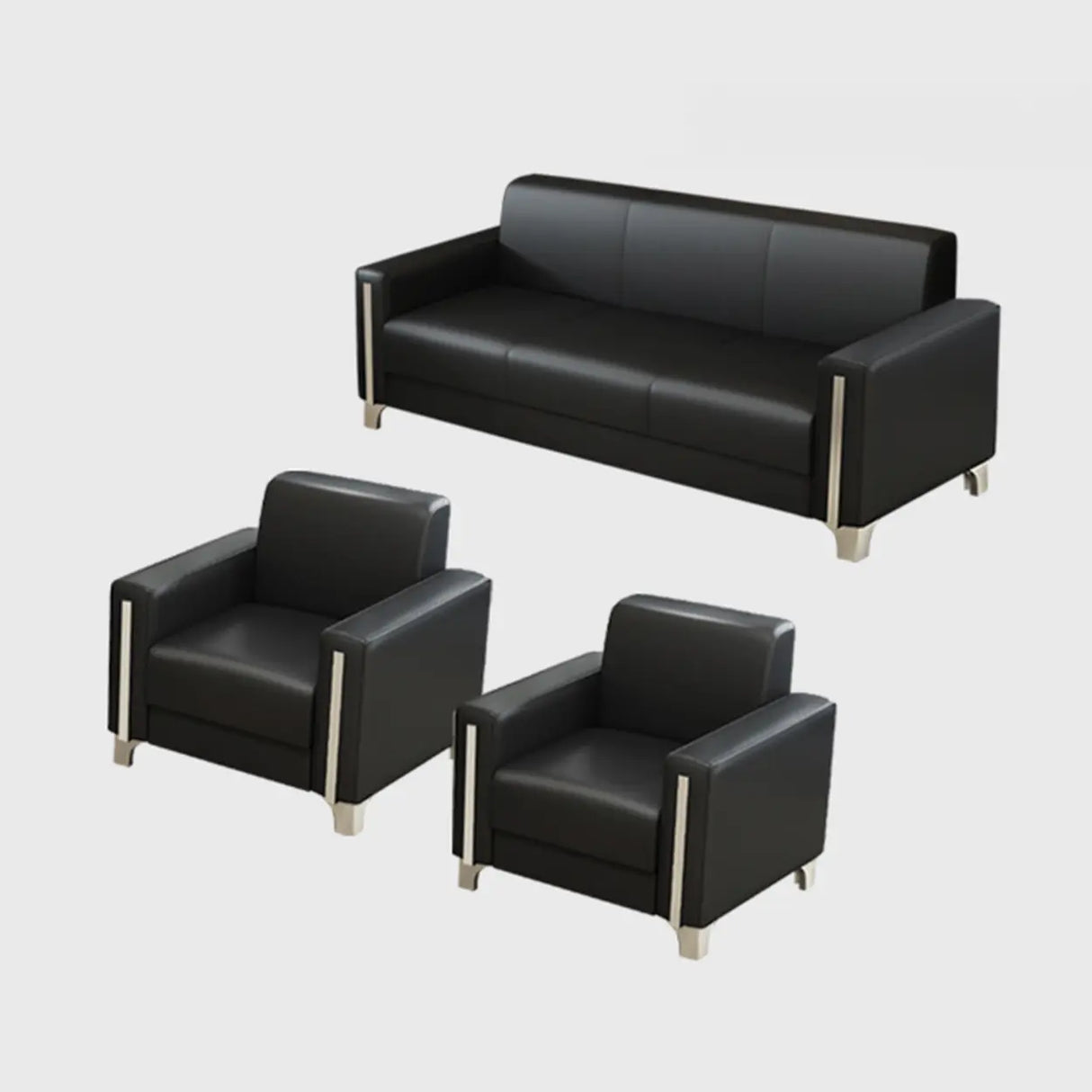 Grey Waterproof Leather Tight Back Sofa Seating Group Image - 3