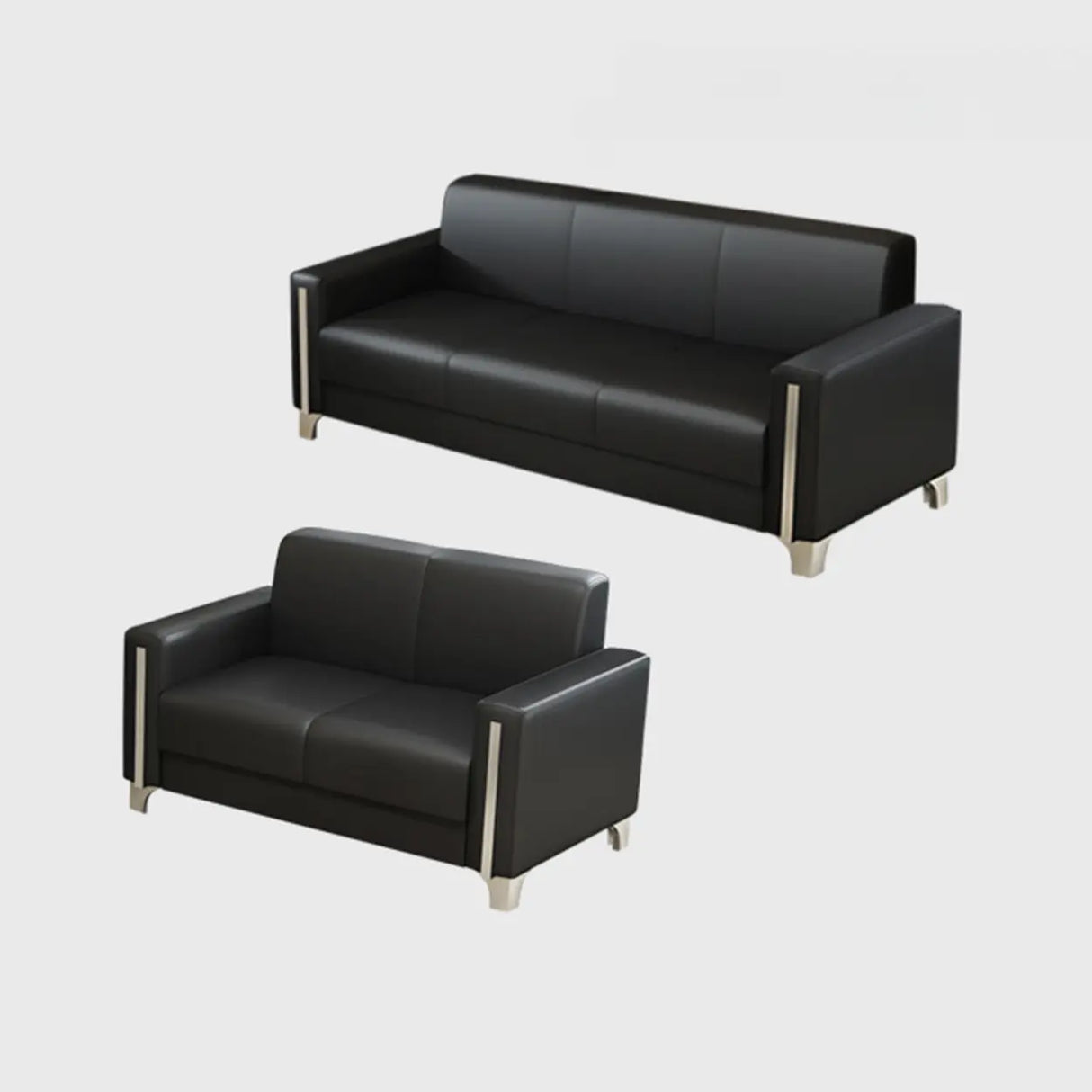 Grey Waterproof Leather Tight Back Sofa Seating Group Image - 5