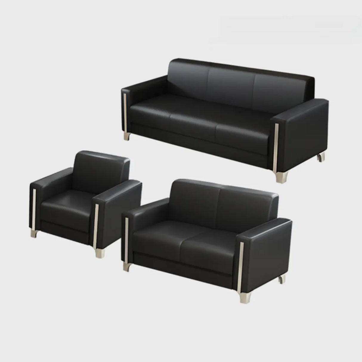 Grey Waterproof Leather Tight Back Sofa Seating Group Image - 7