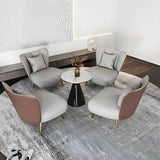 Grey Waterproof Leather Upholstered Back Chair Set Image - 1