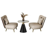 Grey Waterproof Leather Upholstered Back Chair Set Image - 11