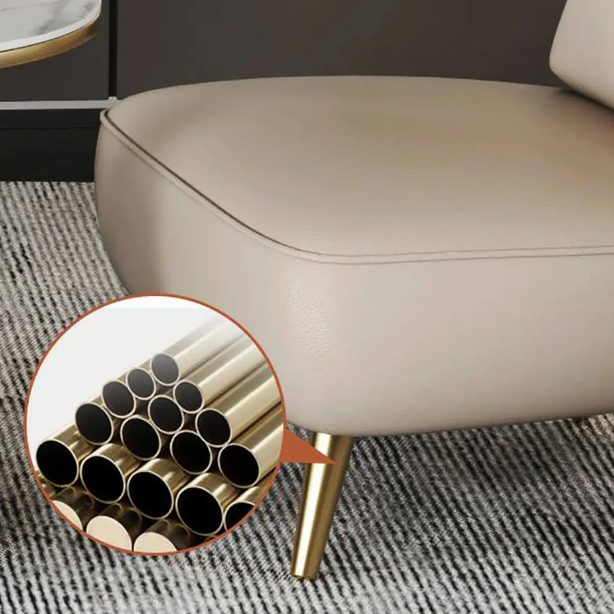 Grey Waterproof Leather Upholstered Back Chair Set Image - 14