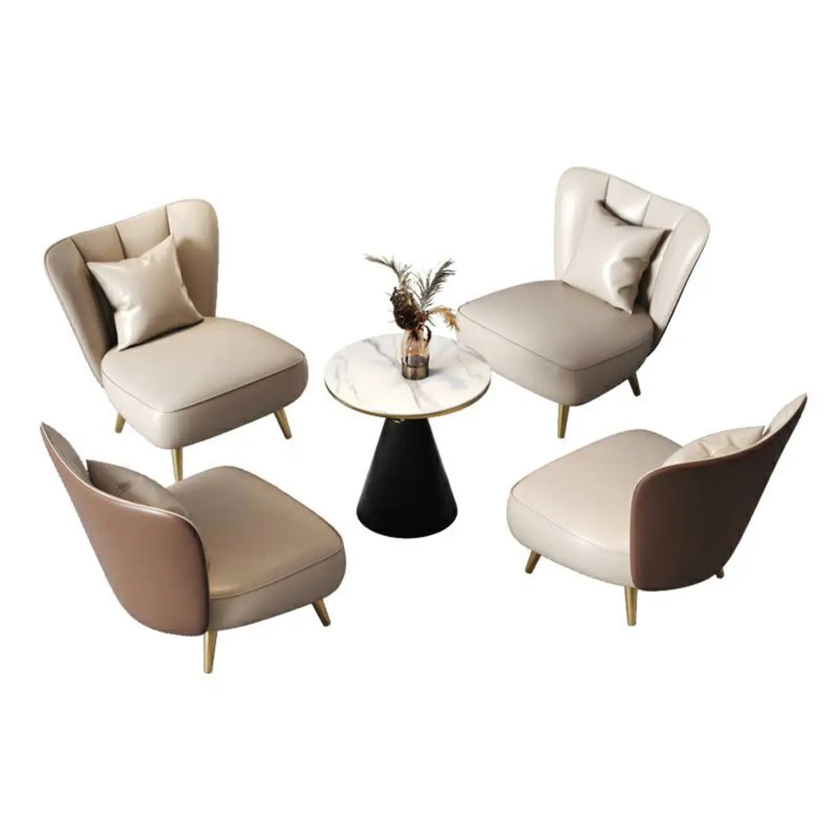 Grey Waterproof Leather Upholstered Back Chair Set Image - 15