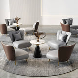 Grey Waterproof Leather Upholstered Back Chair Set Image - 6
