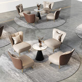Grey Waterproof Leather Upholstered Back Chair Set Image - 8