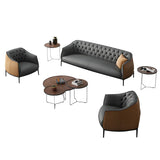 Grey Waterproof Leather Upholstered Back Office Sofa Image - 10