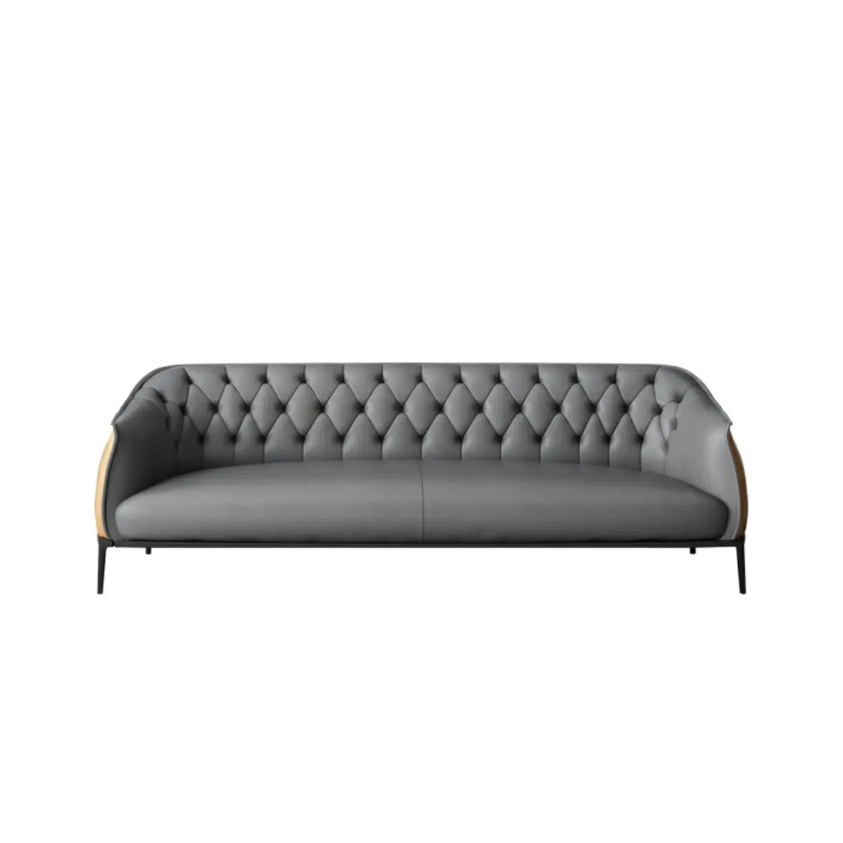 Grey Waterproof Leather Upholstered Back Office Sofa Image - 11