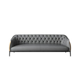 Grey Waterproof Leather Upholstered Back Office Sofa Image - 11