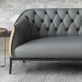 Grey Waterproof Leather Upholstered Back Office Sofa Image - 12
