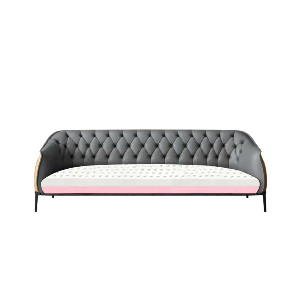Grey Waterproof Leather Upholstered Back Office Sofa Image - 13