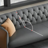 Grey Waterproof Leather Upholstered Back Office Sofa Image - 14