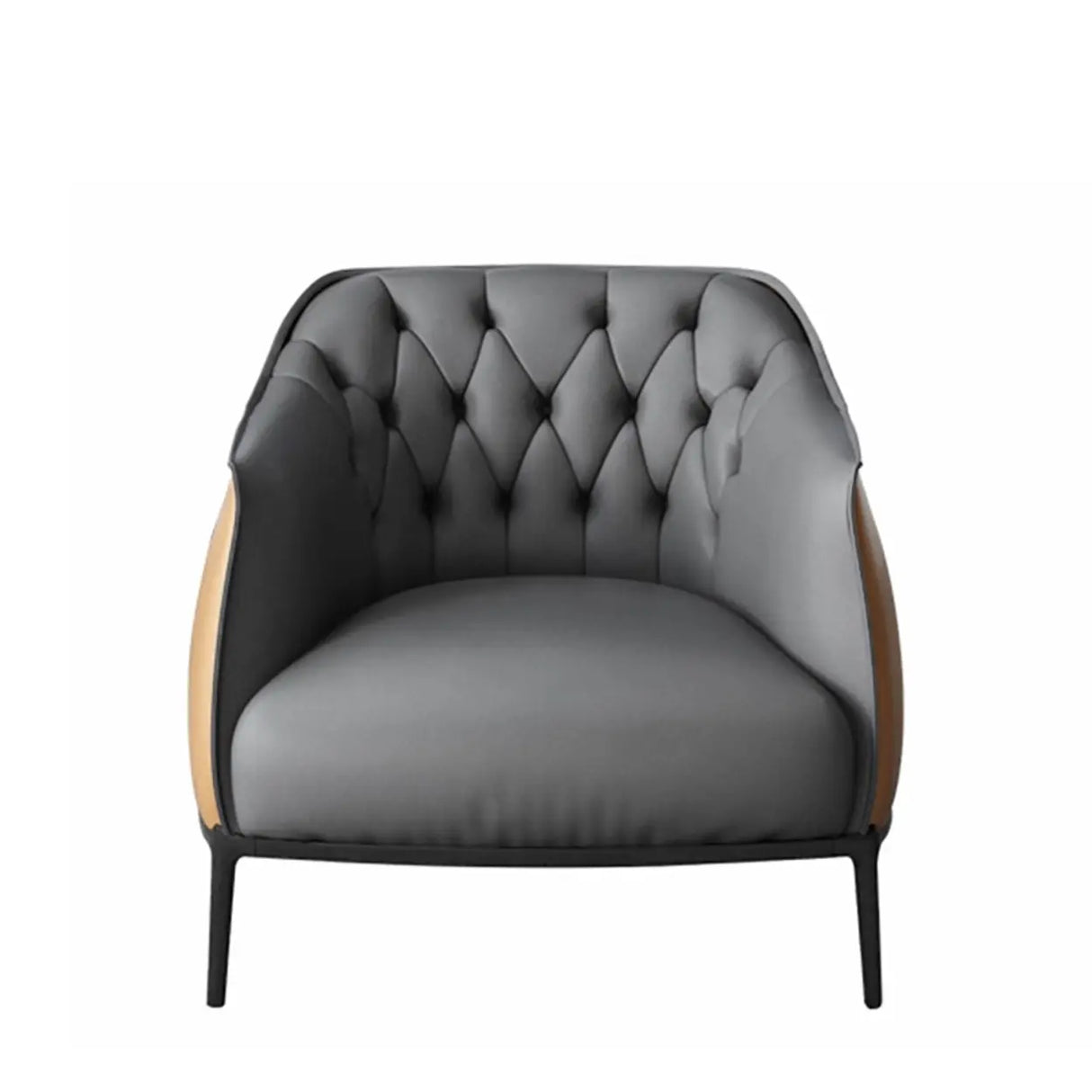 Grey Waterproof Leather Upholstered Back Office Sofa Image - 15