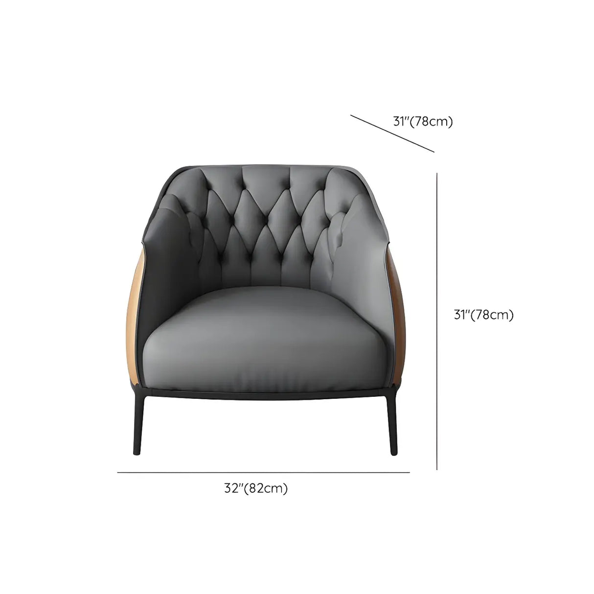 Grey Waterproof Leather Upholstered Back Office Sofa 