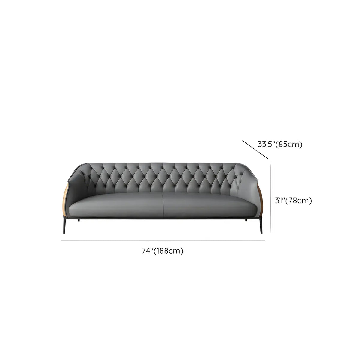 Grey Waterproof Leather Upholstered Back Office Sofa Image - 22