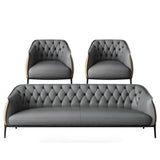 Grey Waterproof Leather Upholstered Back Office Sofa Image - 6