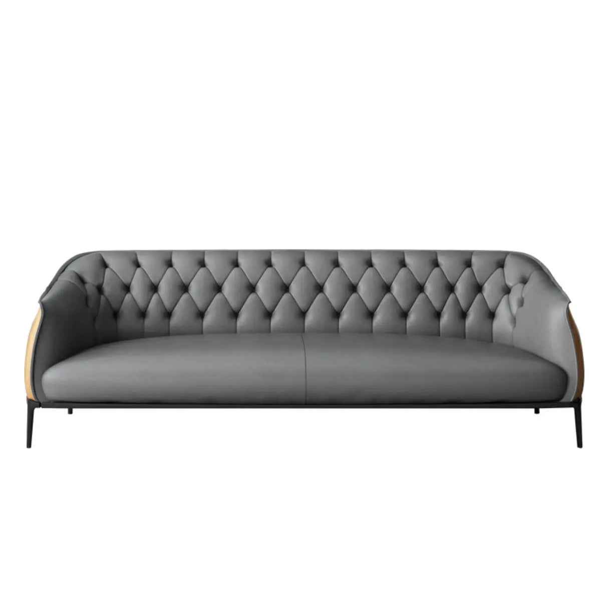 Grey Waterproof Leather Upholstered Back Office Sofa Image - 7