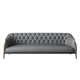 Grey Waterproof Leather Upholstered Back Office Sofa Image - 7