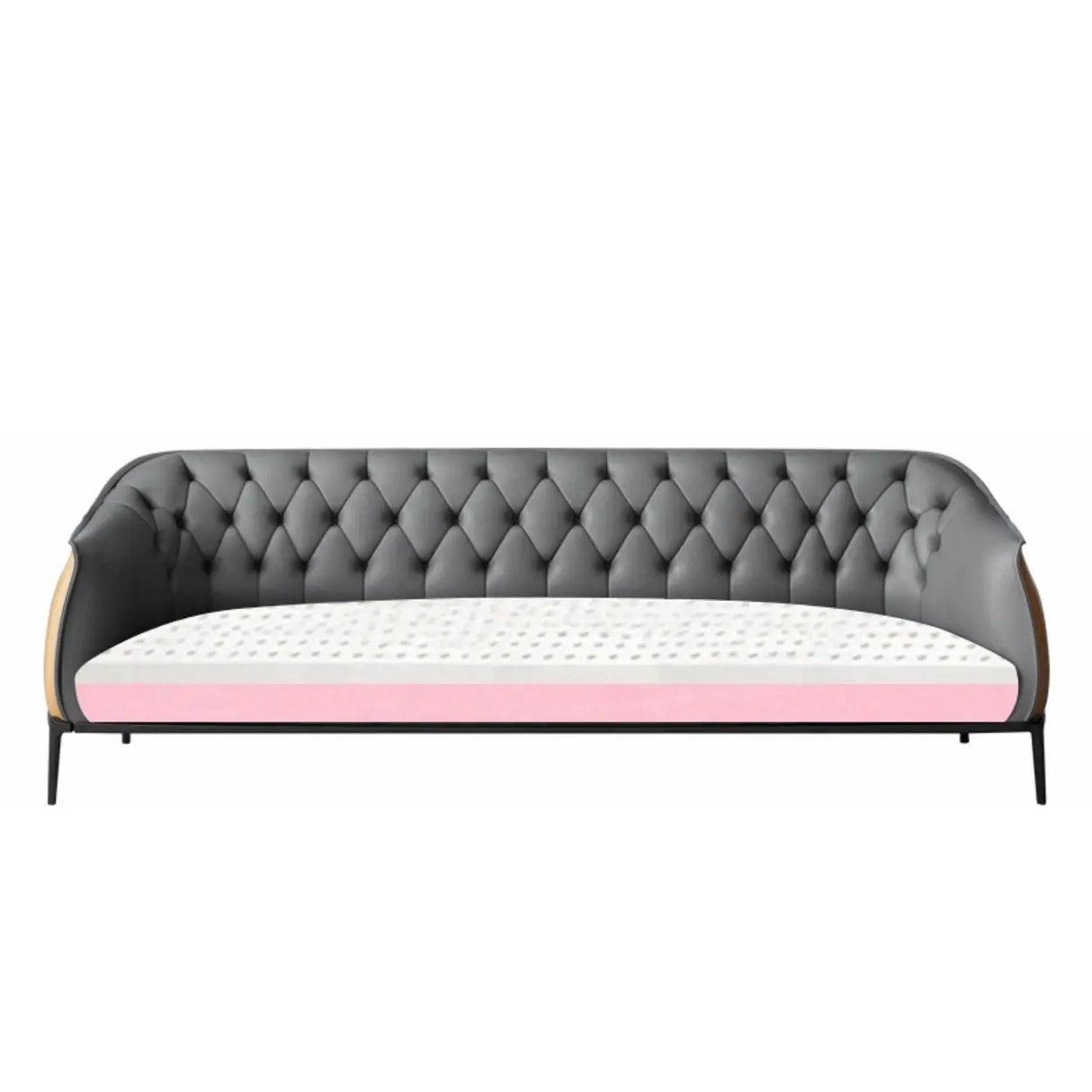 Grey Waterproof Leather Upholstered Back Office Sofa Image - 9