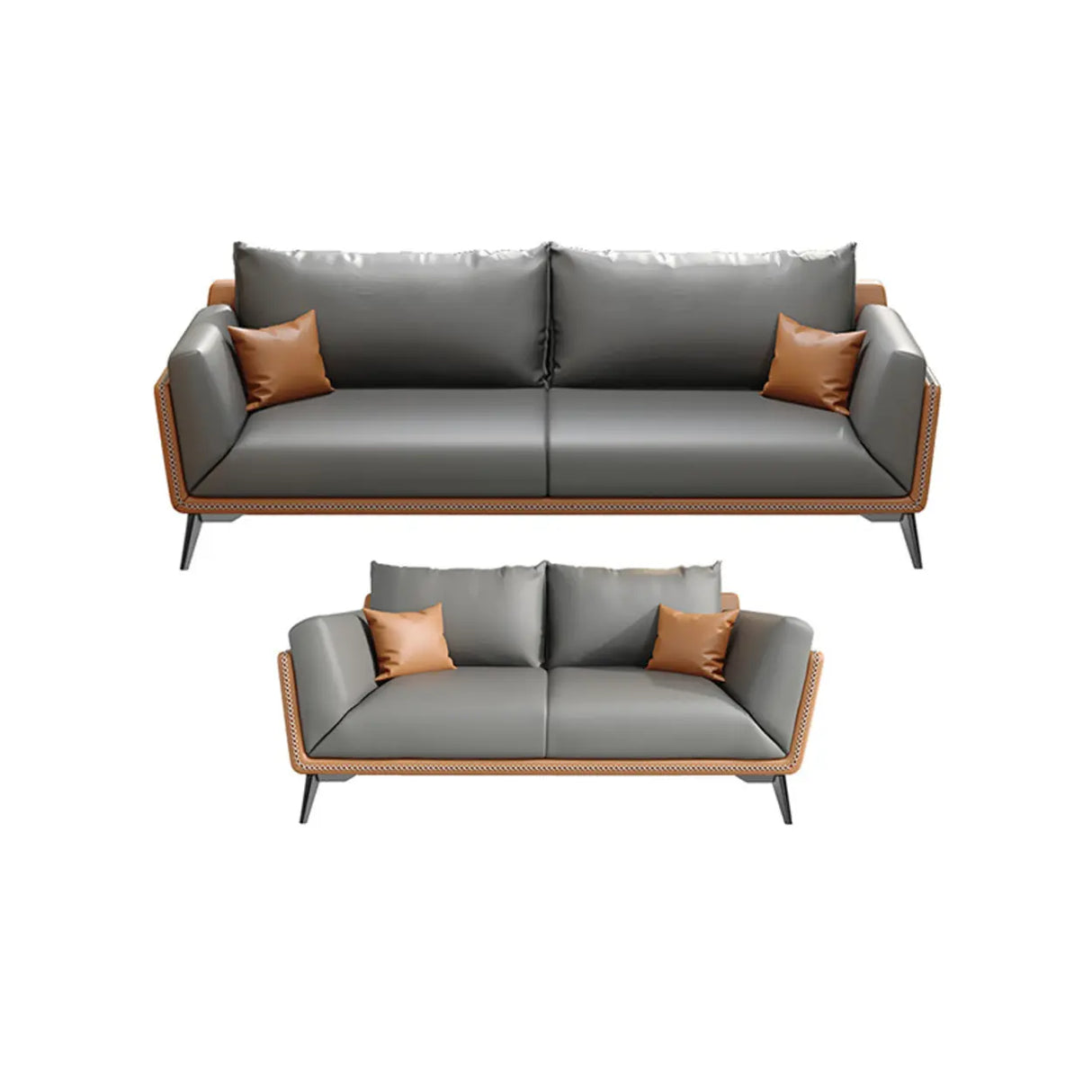 Grey Waterproof Leather Upholstered Back Reception Sofa Image - 11