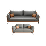 Grey Waterproof Leather Upholstered Back Reception Sofa Image - 11