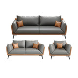 Grey Waterproof Leather Upholstered Back Reception Sofa Image - 13