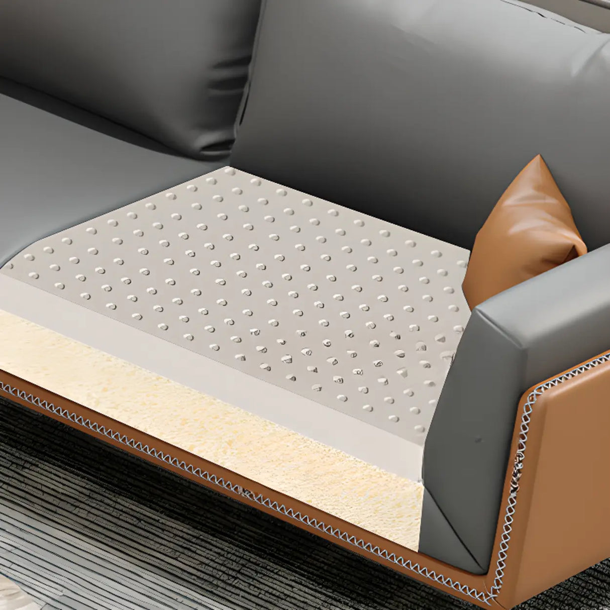 Grey Waterproof Leather Upholstered Back Reception Sofa Image - 15