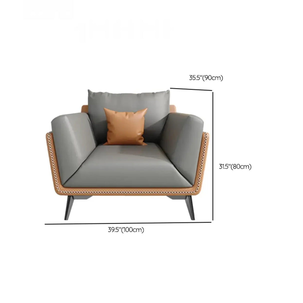 Grey Waterproof Leather Upholstered Back Reception Sofa 