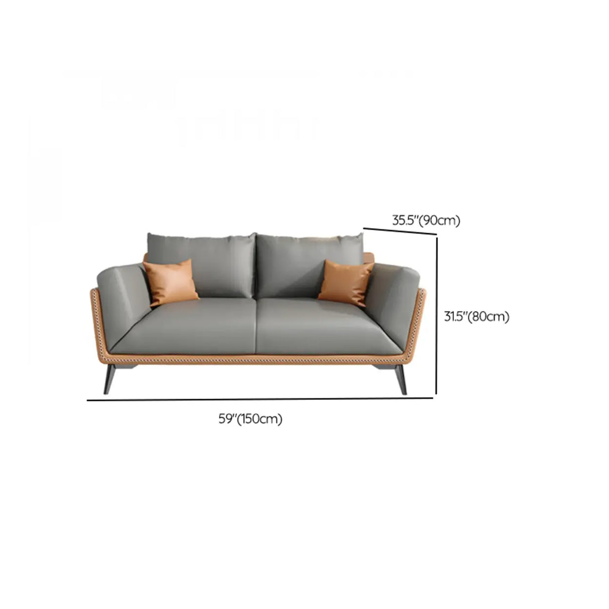 Grey Waterproof Leather Upholstered Back Reception Sofa Image - 17