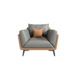 Grey Waterproof Leather Upholstered Back Reception Sofa Image - 2