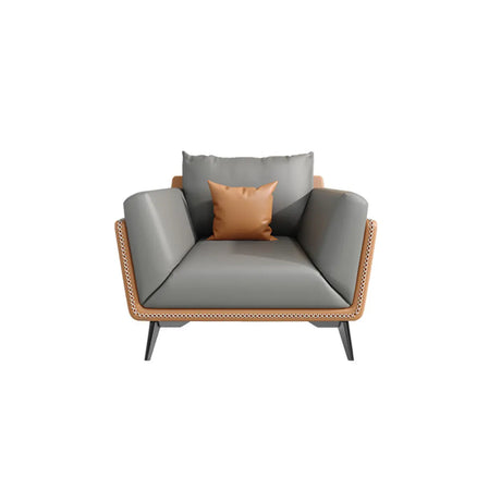 Grey Waterproof Leather Upholstered Back Reception Sofa Image - 2
