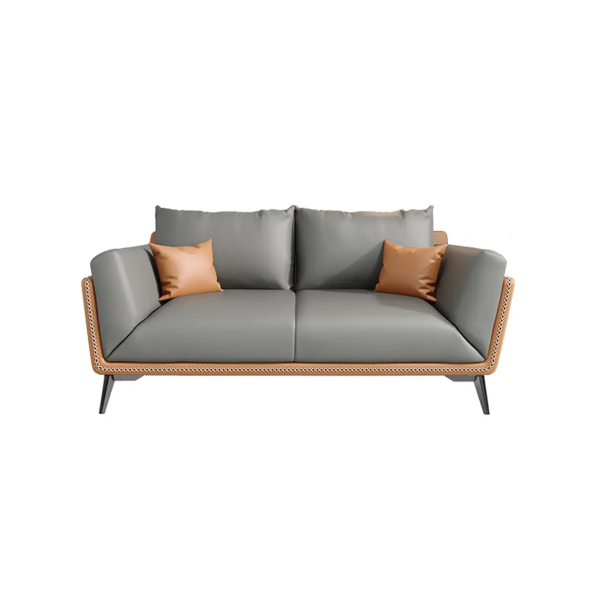 Grey Waterproof Leather Upholstered Back Reception Sofa Image - 3