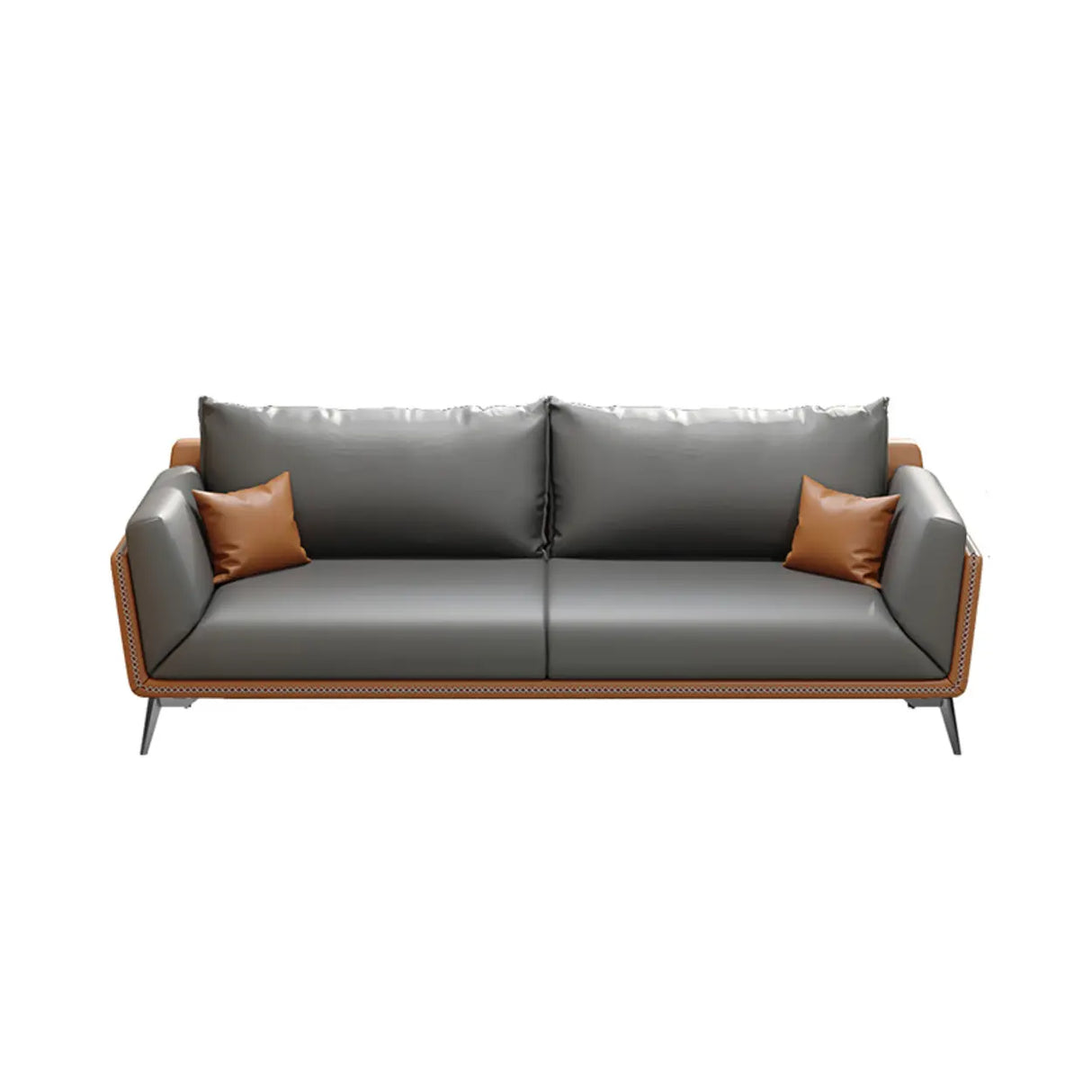 Grey Waterproof Leather Upholstered Back Reception Sofa Image - 5