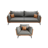 Grey Waterproof Leather Upholstered Back Reception Sofa Image - 7