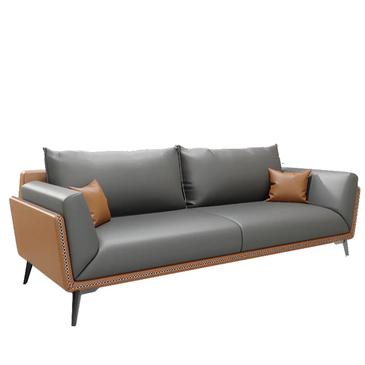 Grey Waterproof Leather Upholstered Back Reception Sofa Image - 8
