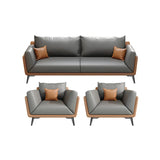 Grey Waterproof Leather Upholstered Back Reception Sofa Image - 9