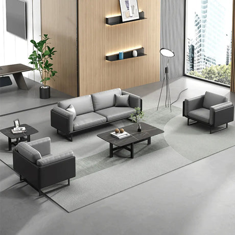 Grey Waterproof Upholstered Back Sofa Set with Pillow Image - 1