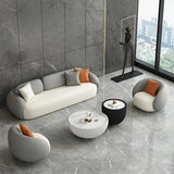 Grey White Scratch Resistant Leather Tight Back Sofa Image - 1