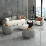 Grey White Scratch Resistant Leather Tight Back Sofa Image - 10